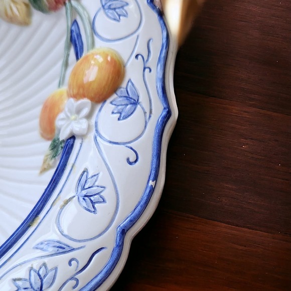 Fitz and Floyd Vintage Spring Bowl Majolica 3D Compote Embossed Fruit - Picture 4 of 5